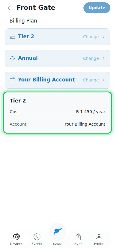 Summary card showing the new billing cycle