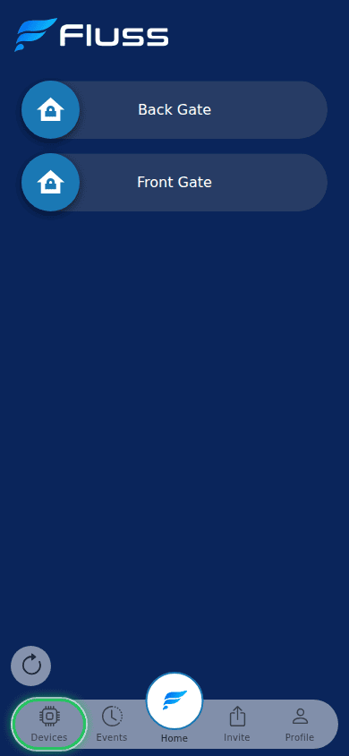 Home screen with the Devices navigation item highlighted
