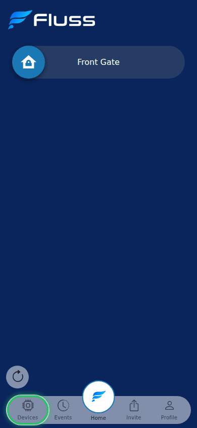 Home screen with the Devices navigation item highlighted