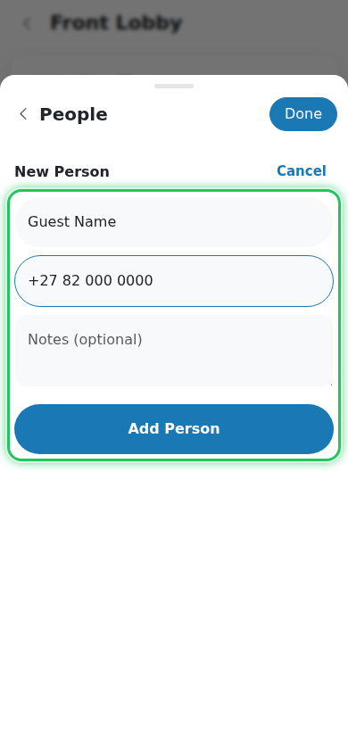 Invite form with name and mobile fields